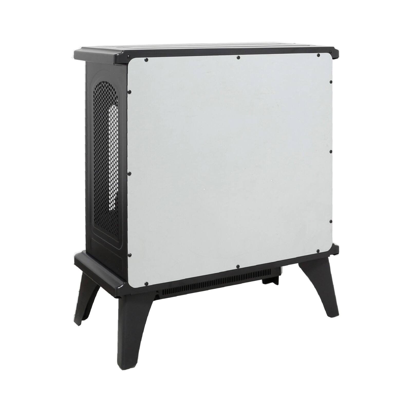 Alt View 9. Ecooso - Cast Iron Free-Standing Electric Fireplace Stove with Double Doors, 1500W 5000 BTU Heater, 3D Flame, Remote and Timer - Antique Black.