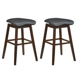 Gymax - Set of 2 Swivel Bar Stools 31'' Bar Chairs w/ Padded Contoured Seat & Footrest - Black, Brown