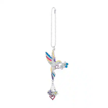 Front. Ganz - Multi Color Artistic Hummingbird Car Charm 7.5 inch with Silver Chain - Silver.
