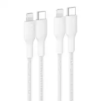 Belkin - BOOST↑CHARGE Braided PCR USB-C to Lightning Cable 1M 2-Pack - White - Front_Zoom