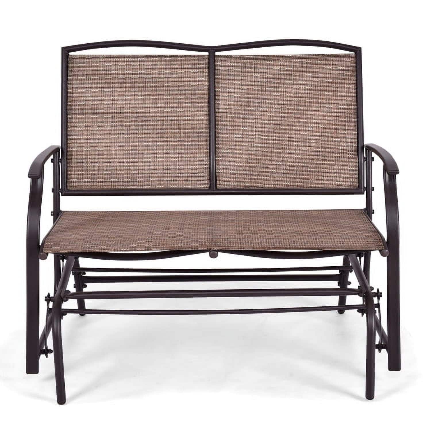 Kadyn - 2 Person patio chaise lounge, Iron Lawn Chairs Outdoor/Indoor Rocker with Weather Resistant Steel Frame for Porch Garden - Brown