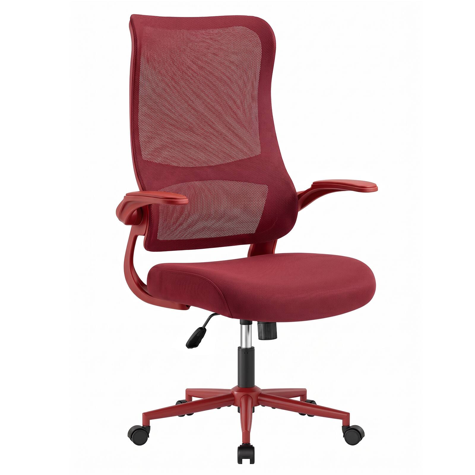 Alt View 4. Pinmoco - Ergonomic Office Chair with Breathable Mesh, Home Desk Chair with Flip-Up Armrests, Lumbar Support and Rocking Tilt - Red.
