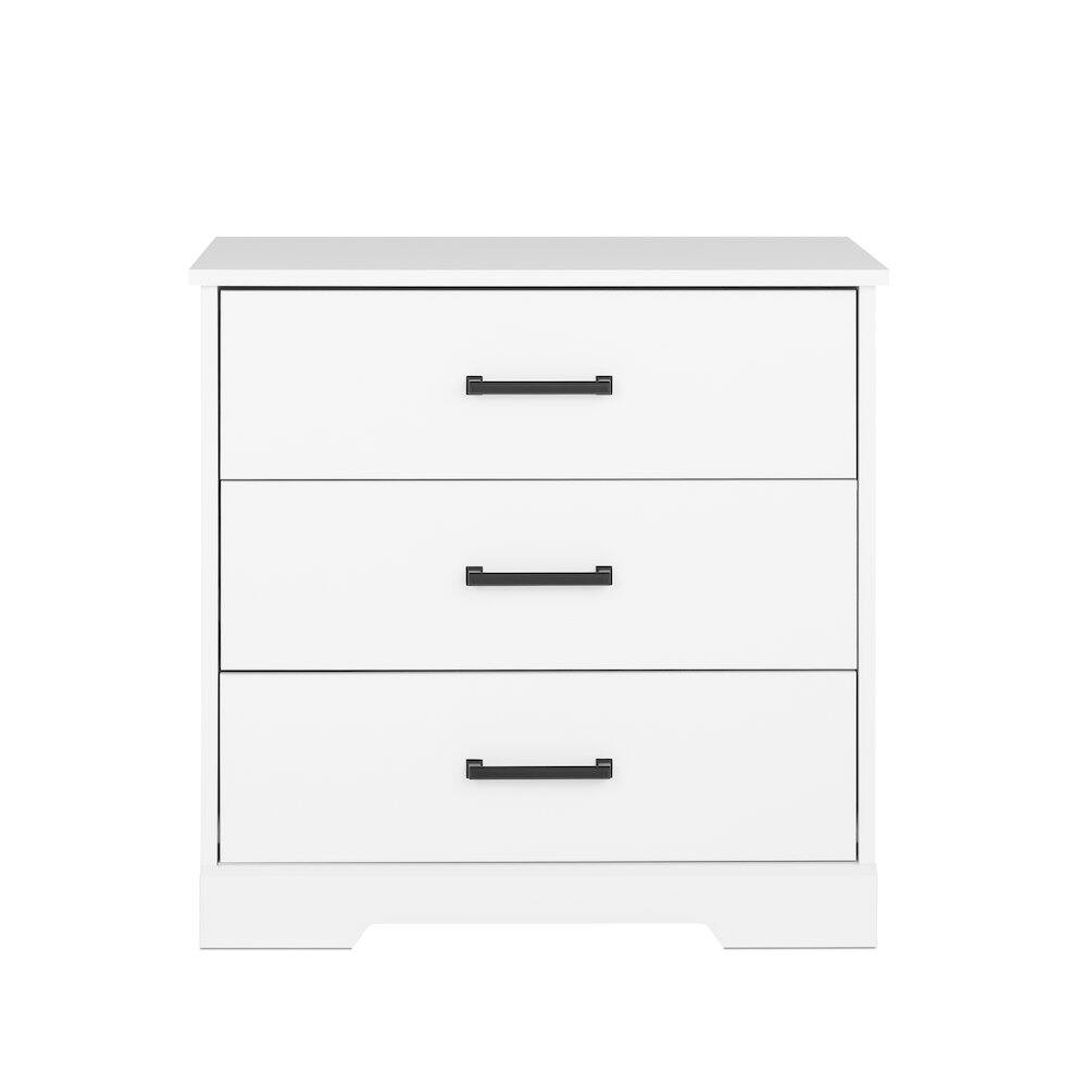 Front. Prepac - Nightstand Bedside Table, White Nightstand for Bedroom, End Table with 3 Drawers - White.