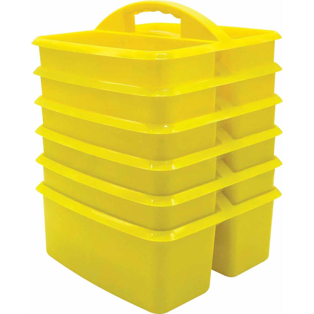 Front. Teacher Created Resources - Teacher Created Resources Yellow Plastic Storage Caddy, Pack of 6.