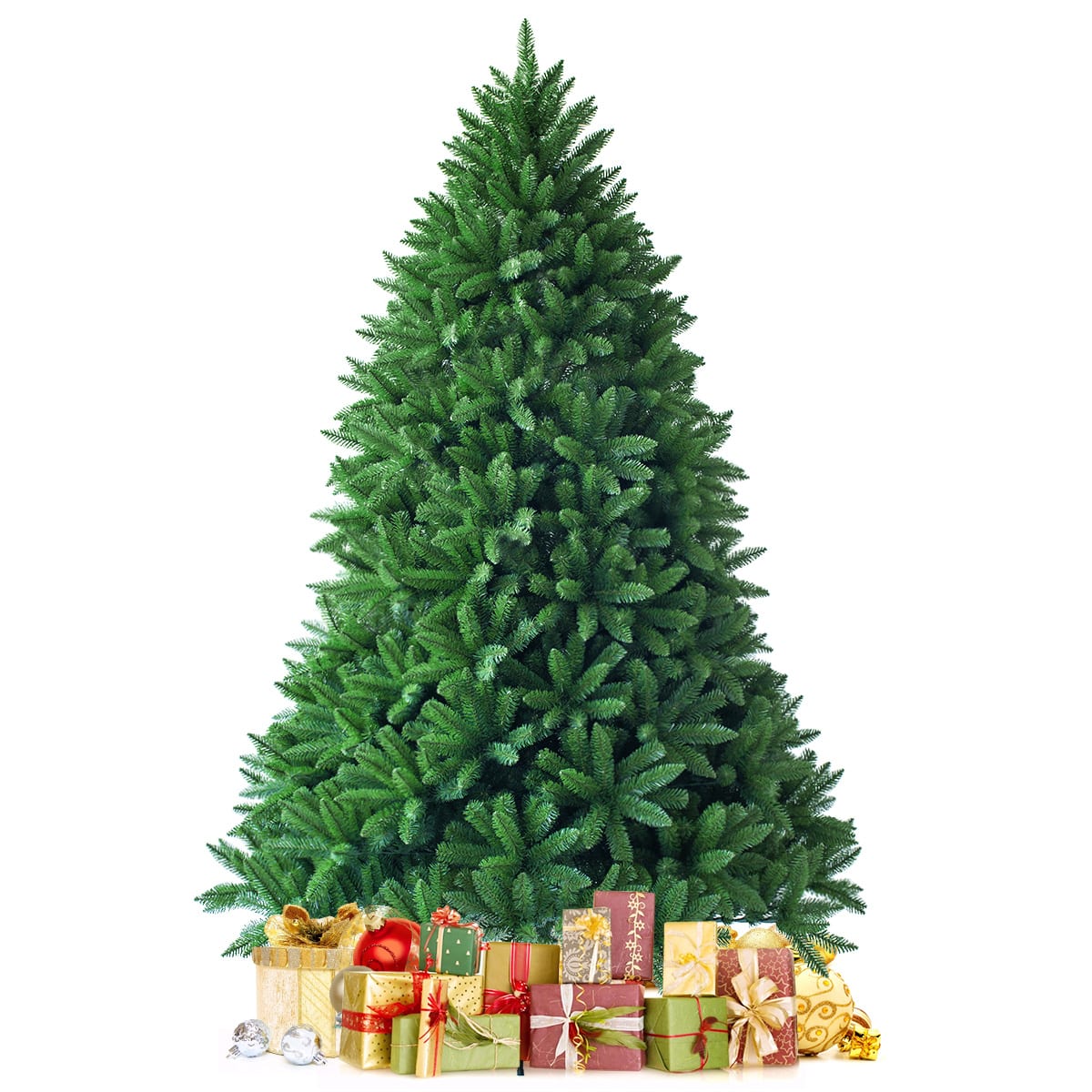 Gymax - 6ft Artificial Christmas Fir Tree w/ 1250 Premium Hinged Branch Tips - Green