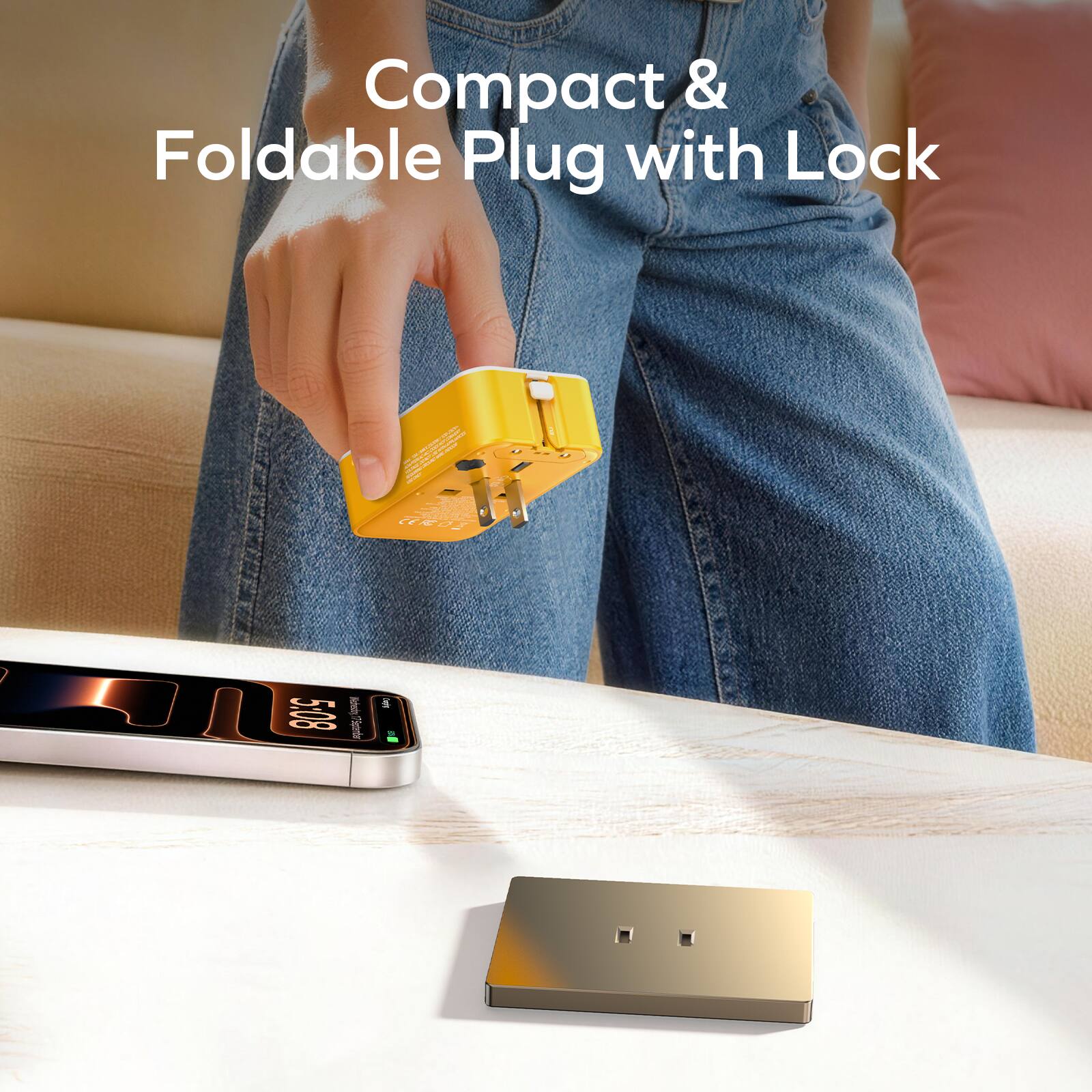 Compact & Foldable Plug with Lock