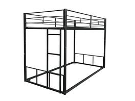 Ecooso - Twin Over Twin Metal Bunk Bed,Guardrails, Convertible to Two Beds, Low-Profile Safe Design, Noise-Free, Easy Assembly - Black