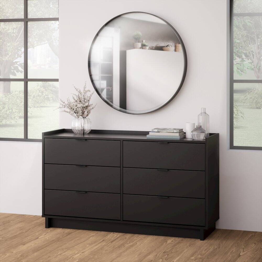 Alt View 1. Prepac - Simply Modern Black 6 Drawer 52.5" W Dresser - Black.