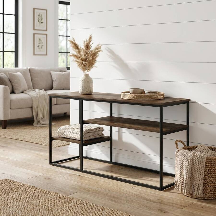 Stylish Monitor Risers FurniFact Modern TV stand, up to 50 inch TVs in Columbia Walnut finish ...