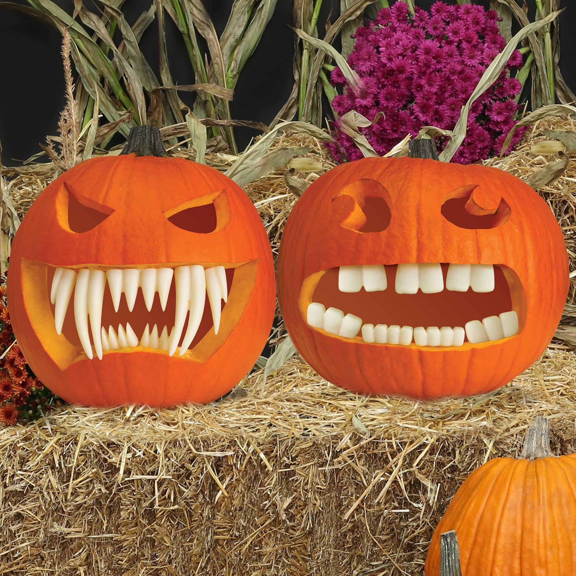 Alt View 2. Funworld - Halloween Pumpkin Accessory Kit | Fang Teeth - White.