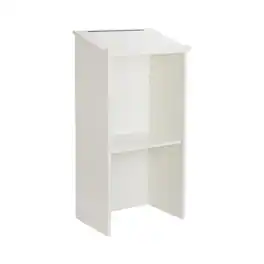 AdirOffice - Podium Lectern, Wood Podium Presentation Lectern Stand with Storage Shelf - White
