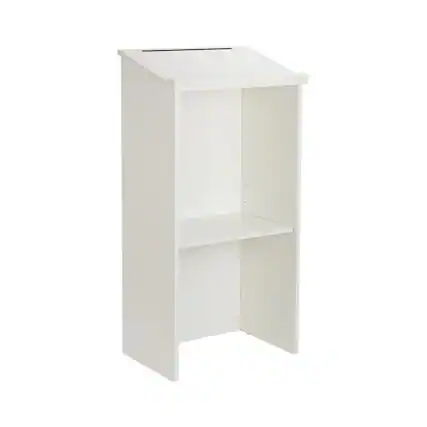 Front. AdirOffice - Podium Lectern, Wood Podium Presentation Lectern Stand with Storage Shelf - White.