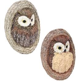 Sunnydaze - Winifred and Wesley the Owls Resin Tree Hugger Decorations - 9 in - Brown