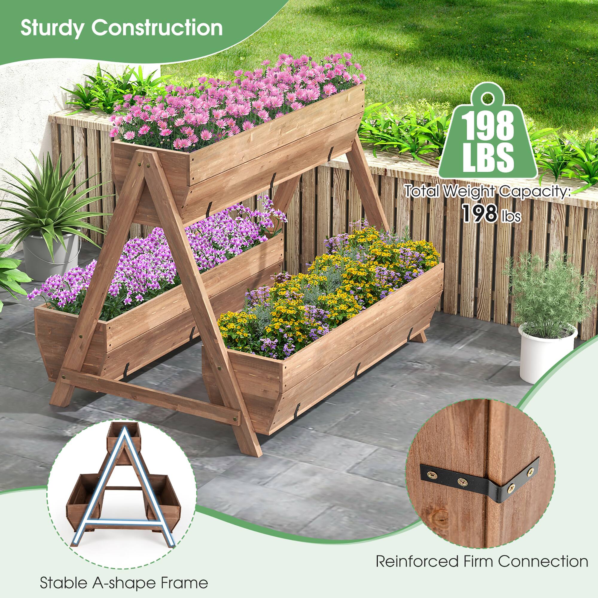 Sturdy Construction

- Total Weight Capacity: 198 lbs
- Stable A-shape Frame
- Reinforced Firm Connection