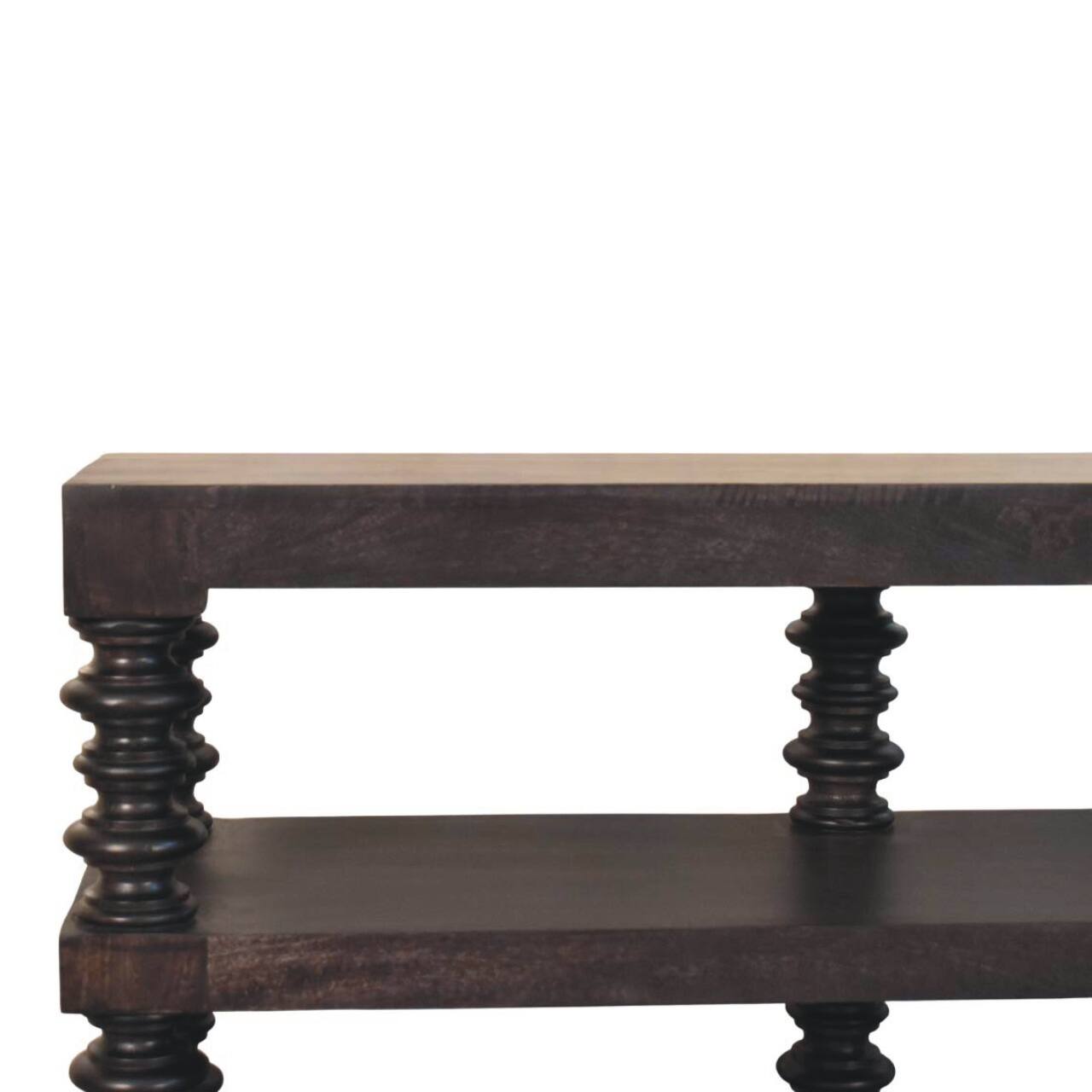 Back. Artisan Furniture - Artisan Furniture Solid Wood Spindle Shelf Console in Carbon Ash, 2 shelves - Brown.