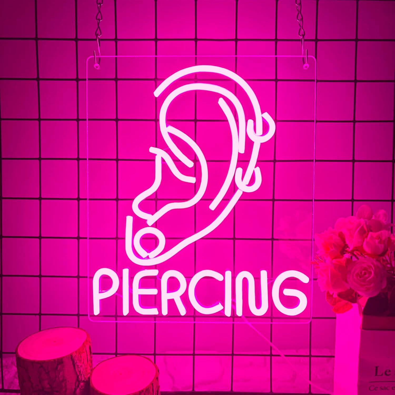Auledio Ear Piercing Neon Sign, Cool Dimmable Creative Ear Earring Neon ...