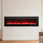Front. Ihomeadore - 72" Electric Wall-Mounted Recessed Fireplace Insert with Remote, Adjustable Flame Color and Speed - Black.