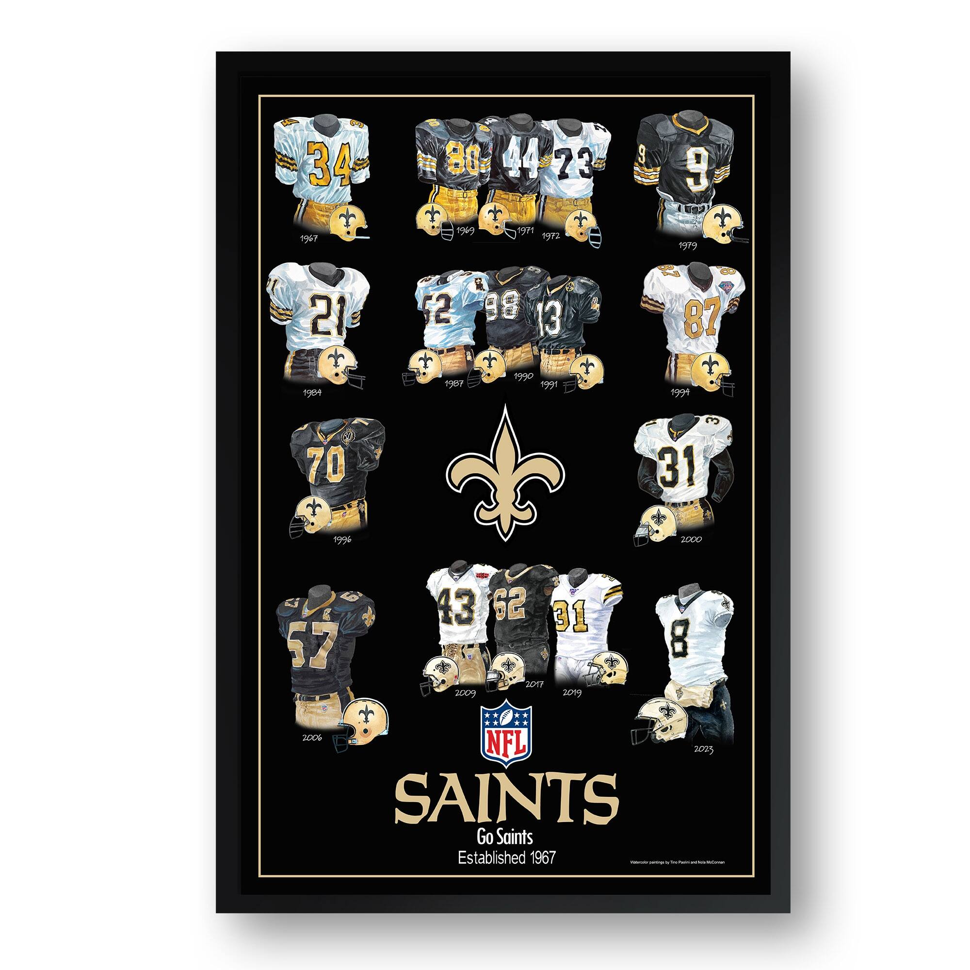 New Orleans Saints 27" x 39" Uniform Heritage Framed Art Print