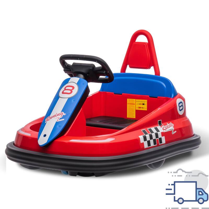 Jojoka - 6V Kids Electric Bumper Car Ride-On with 360-degree Rotation, Music - Red