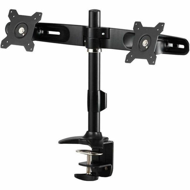 Amer Networks - Amer Mounts Clamp Based Dual Monitor Mount for two 15"-24" LCD/LED Flat Panel Screens - Supports up to 26.5lb monitors - Black