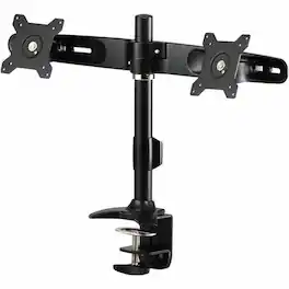 Amer Networks - Amer Mounts Clamp Based Dual Monitor Mount for two 15"-24" LCD/LED Flat Panel Screens - Supports up to 26.5lb monitors - Black