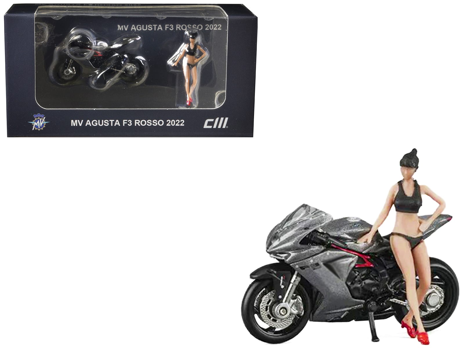CM Models - 2022 MV Agusta F3 Rosso Motorcycle Silver Metallic with Figure 1/64 Diecast Model by CM Model price history on PriceWatchPro