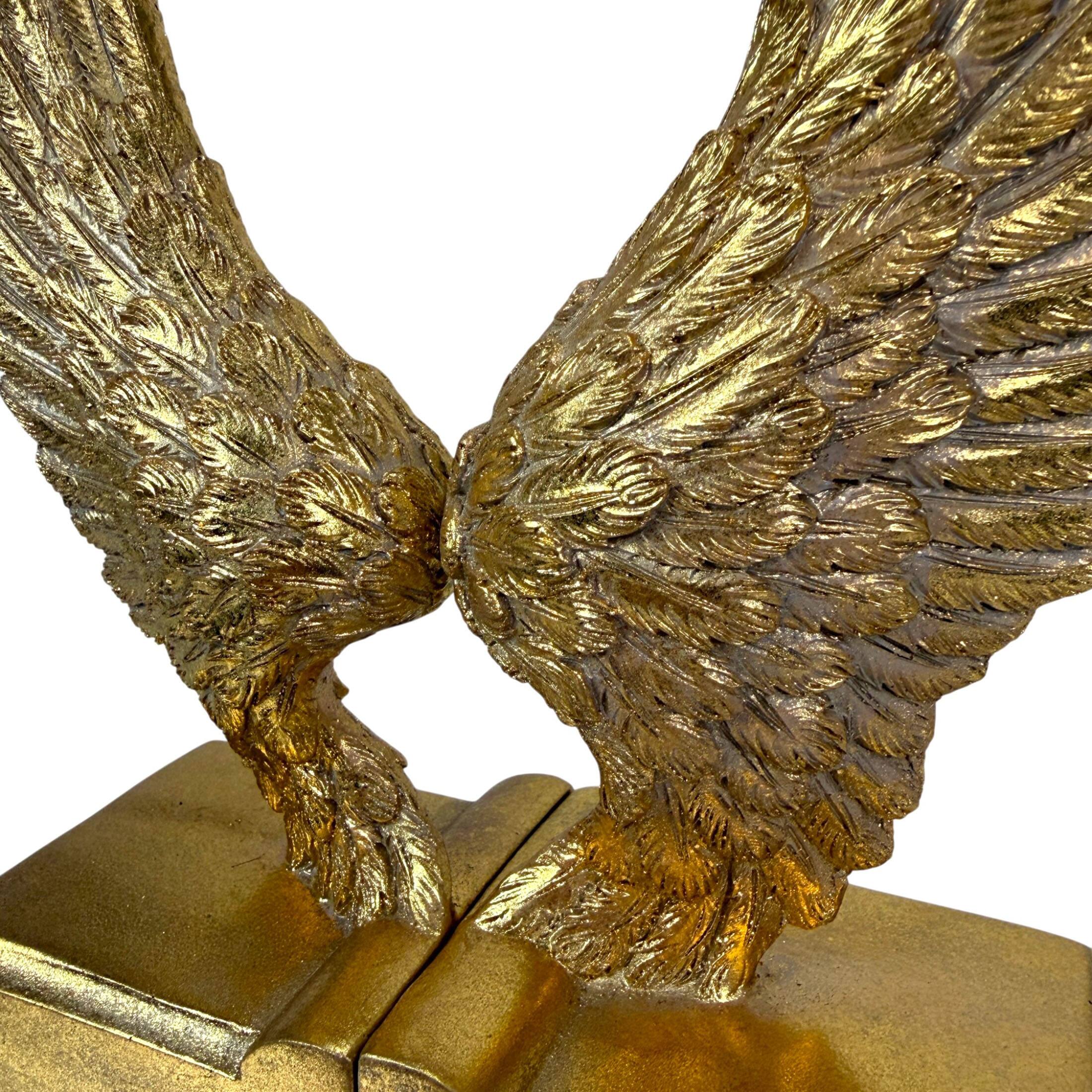 Alt View 10. Things2Die4 - Angel Wing Bookends Set Antique Gold Resin 8.75 in Decorative Book Holders - Gold.