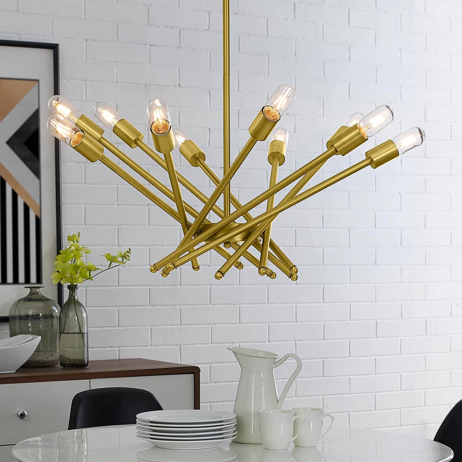 Cherish Brass Metal Pendant Light by Modway - Yellow