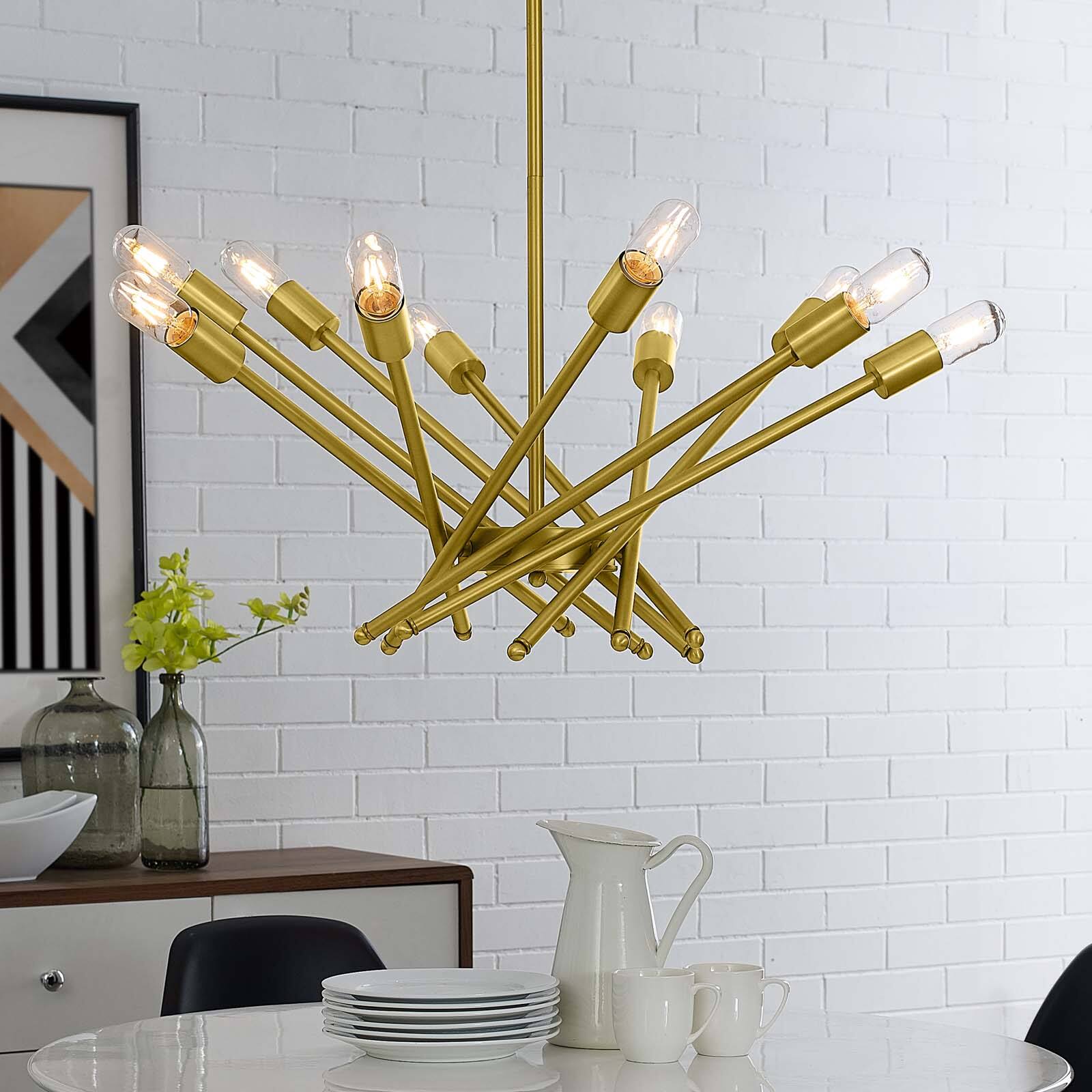 Front. Modway - Cherish Brass Metal Pendant Light by Modway - Yellow.