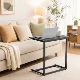 Pipishell - 27 Inch C-Shaped Side Table, Grey Slide Under Couch End Table for Living Room - Gray