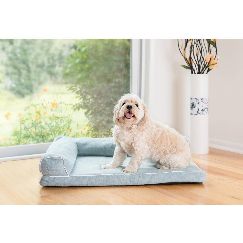 Alt View 1. Armarkat - Soothing Blue Medium Bolstered Pet Bed With Poly Fill Cushion - Blue.