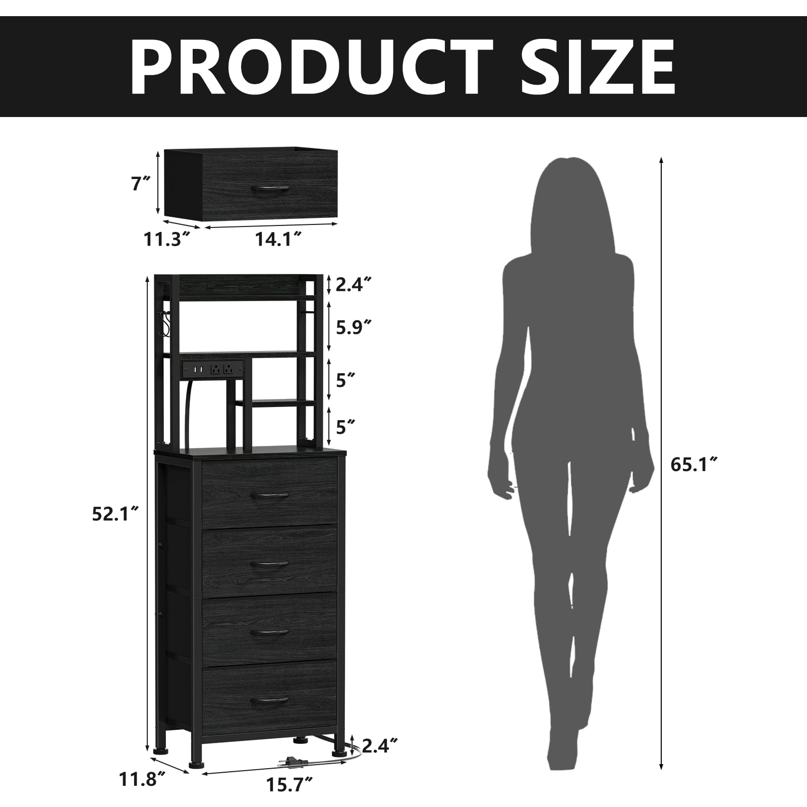 PRODUCT SIZE

- 7" x 11.3" x 14.1"
- 2.4" x 5.9" x 5" x 5"
- 52.1" x 11.8" x 15.7"
- 65.1"