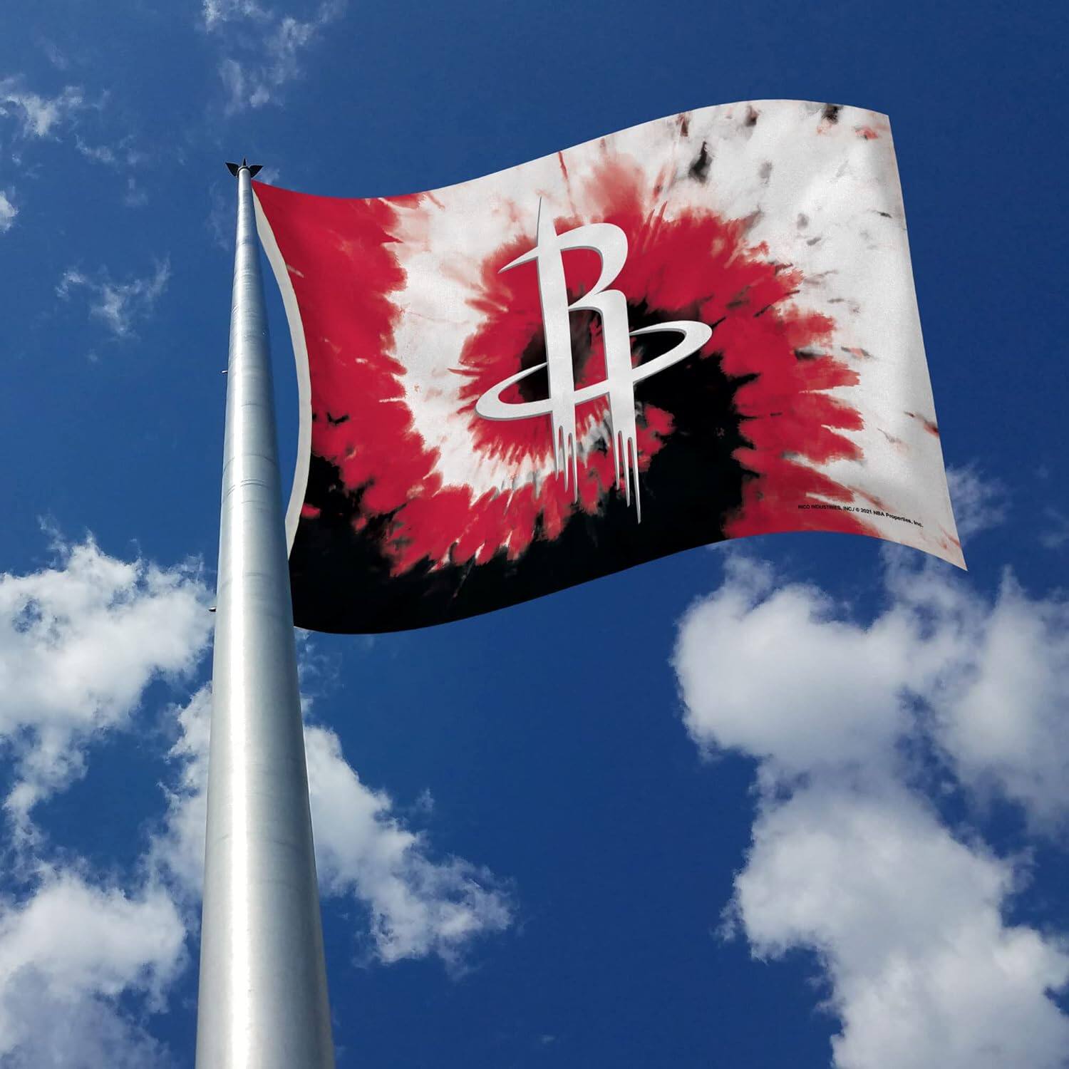 Alt View 2. Rico Industries - Houston Rockets Bold Tie Dye Design 3x5 Indoor/Outdoor Banner Flag - Multi.