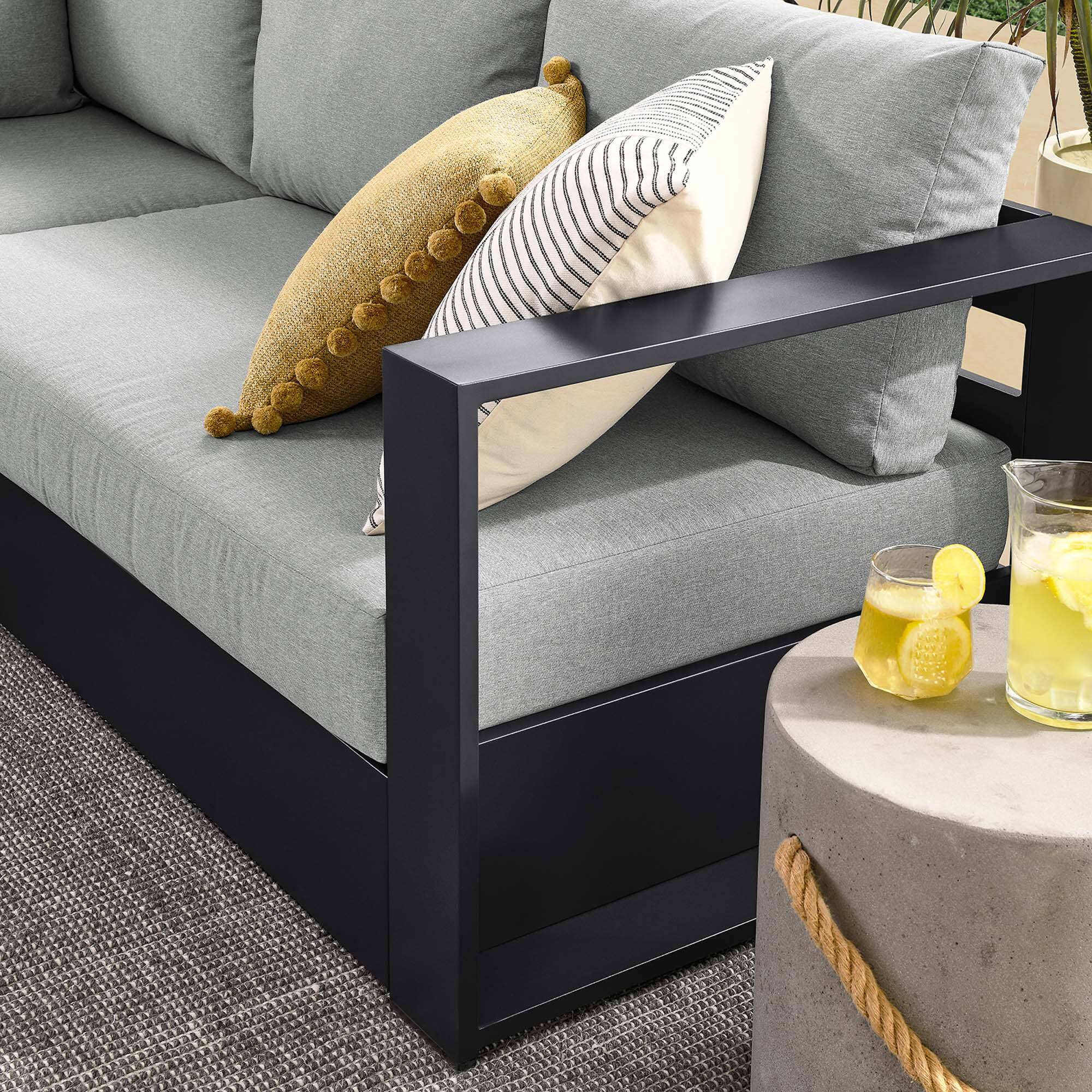 Alt View 6. Modway - Tahoe 5-Piece Outdoor Powder-Coated Aluminum Sectional Sofa Set - Gray Gray.