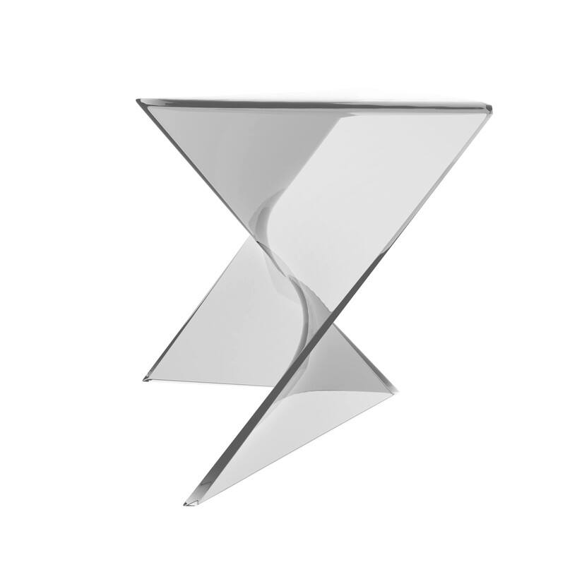 Alt View 7. LeisureMod - Randolph 15.75" Stackable Side Table, Weather-Resistant Triangular Plastic Accent End Table for Living Room or Backyard - Clear.