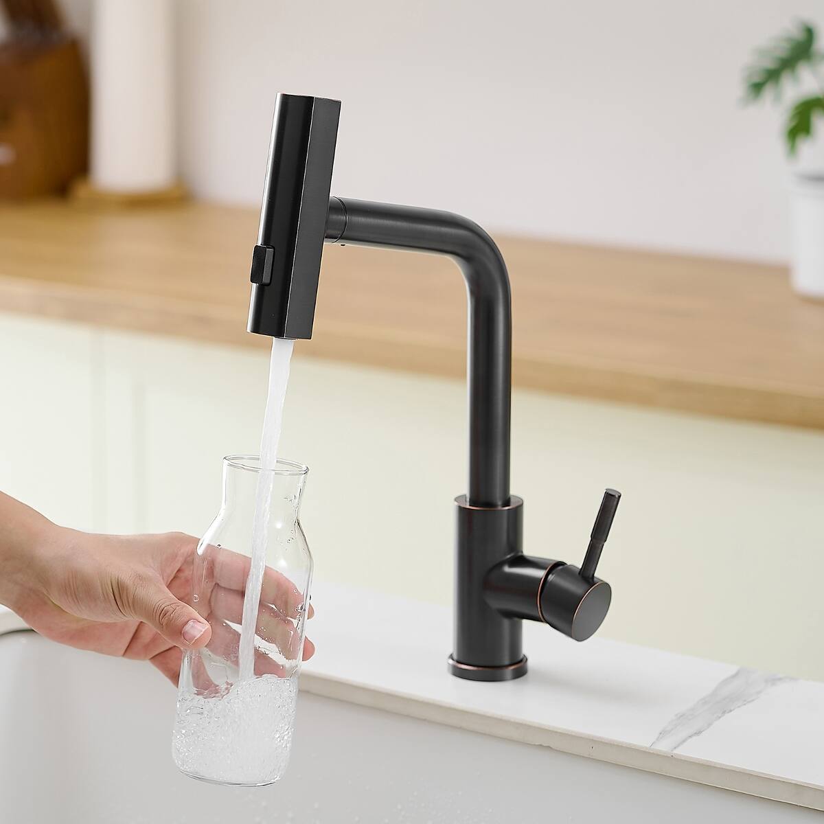 Ropilly Oil Rubbed Bronze Kitchen Faucet Pull Down Kitchen Faucet with ...
