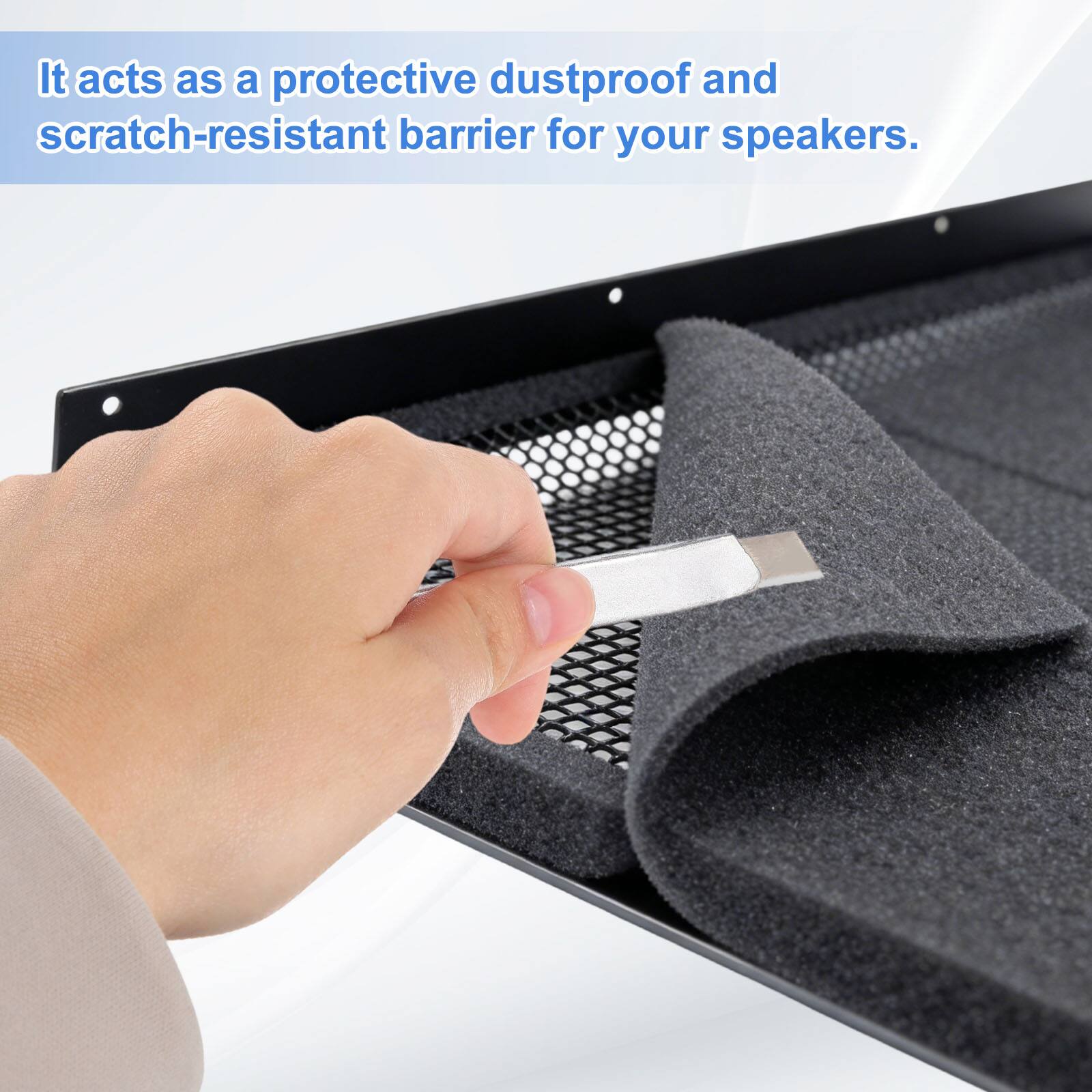 It acts as a protective dustproof and scratch-resistant barrier for your speakers.