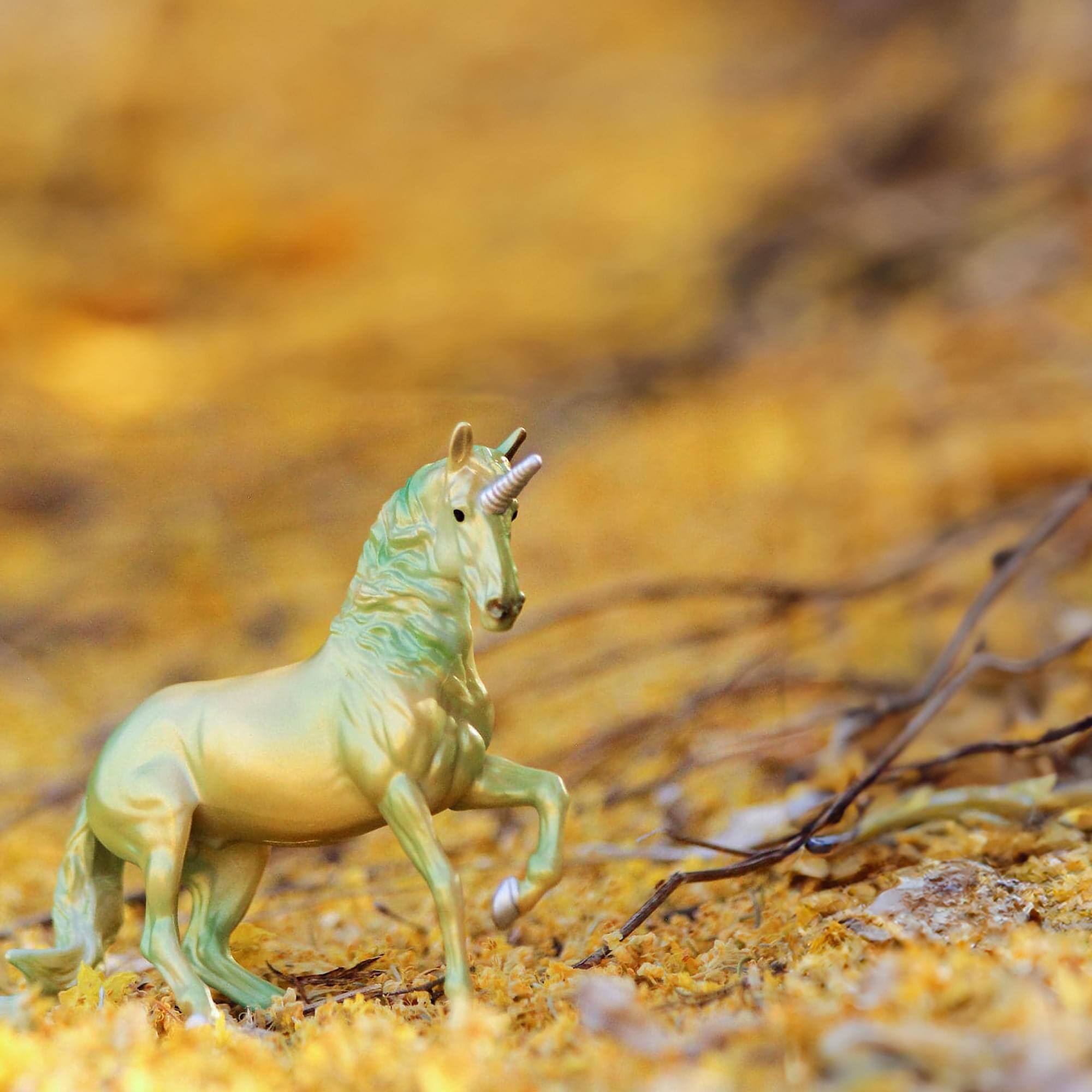 Alt View 10. Breyer - Breyer Unicorn Treasures 1:32 Scale Model Horse | Peridot - Yellow.