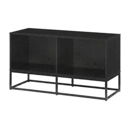 FurniFact - Record Player Stand, MDF Steel Industrial Vinyl Console - Black
