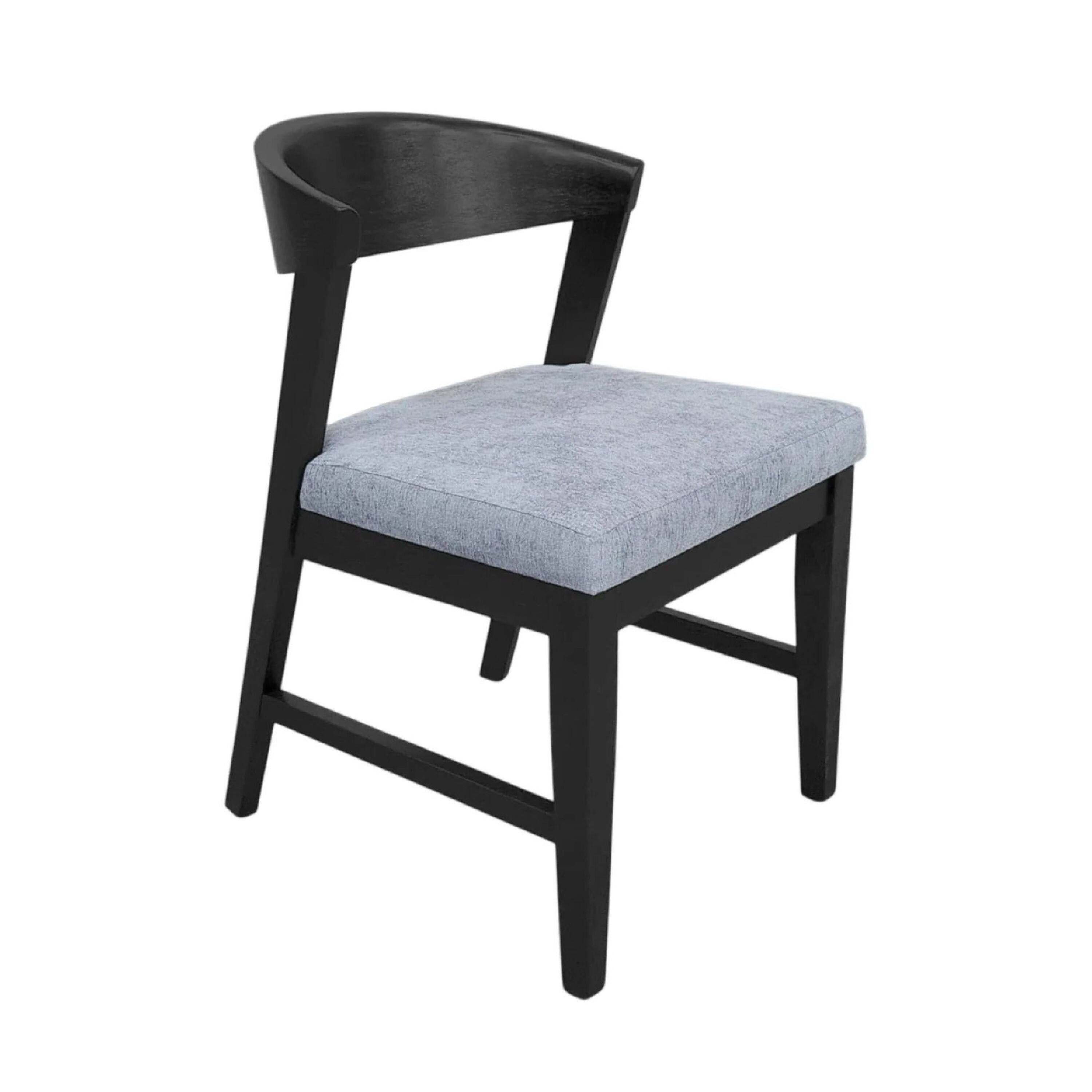 Front. Manhattan Lane - Vecy Side Chair Set of 2,  Fabric Seat, Curved Back, Vintage - Vintage Black, Gray.