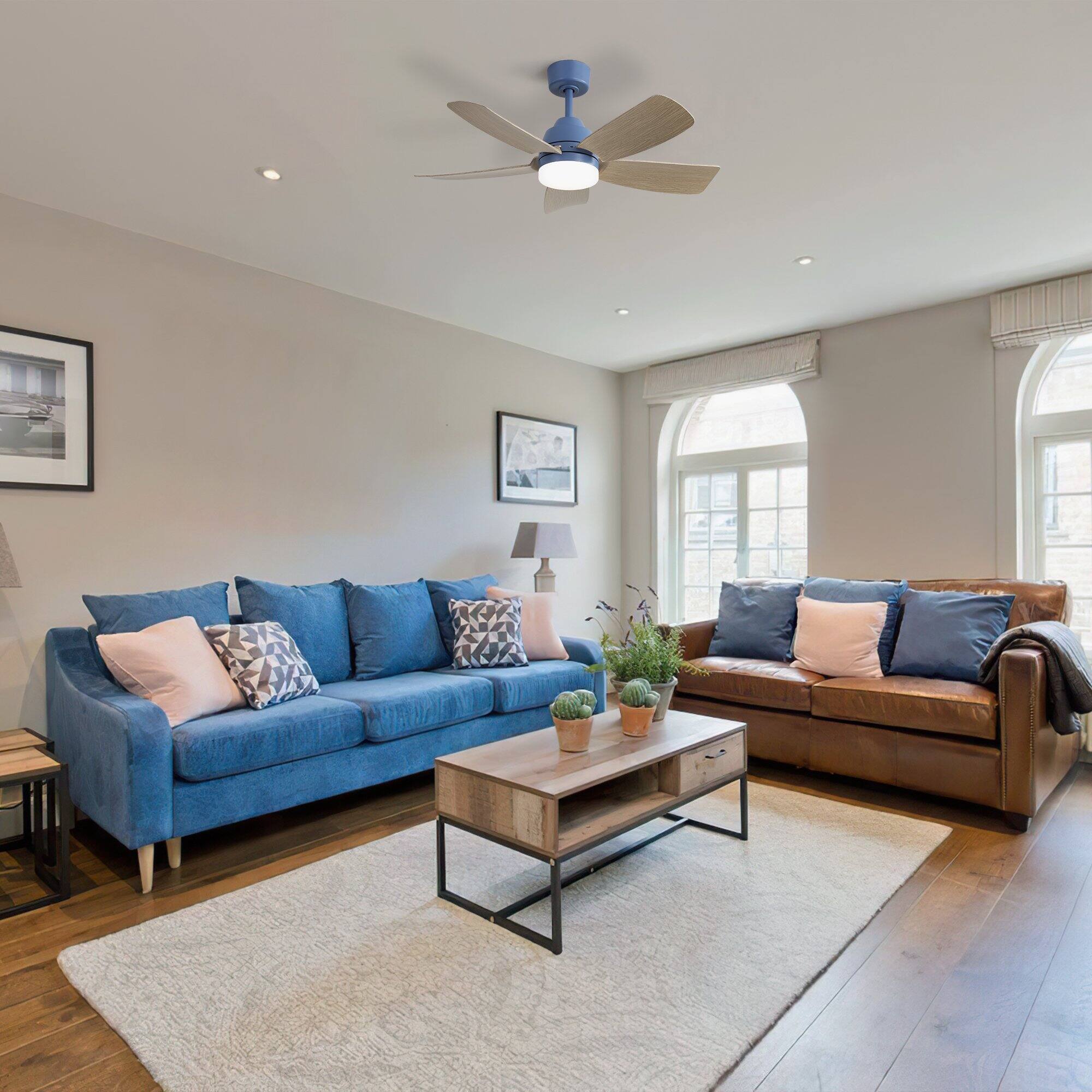 Alt View 6. Sofucor - 42 Inch Modern Bedroom Ceiling Fans with Lights and Remote Noiseless & Reversible DC 6 Speeds for Indoor/Living Room - Blue.