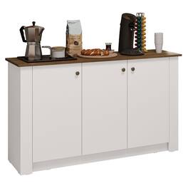 Madesa - Coffee Bar Cabinet with 3 Doors Storage Unit for Organizing Coffee Makers, Supplies, and Snacks – - White
