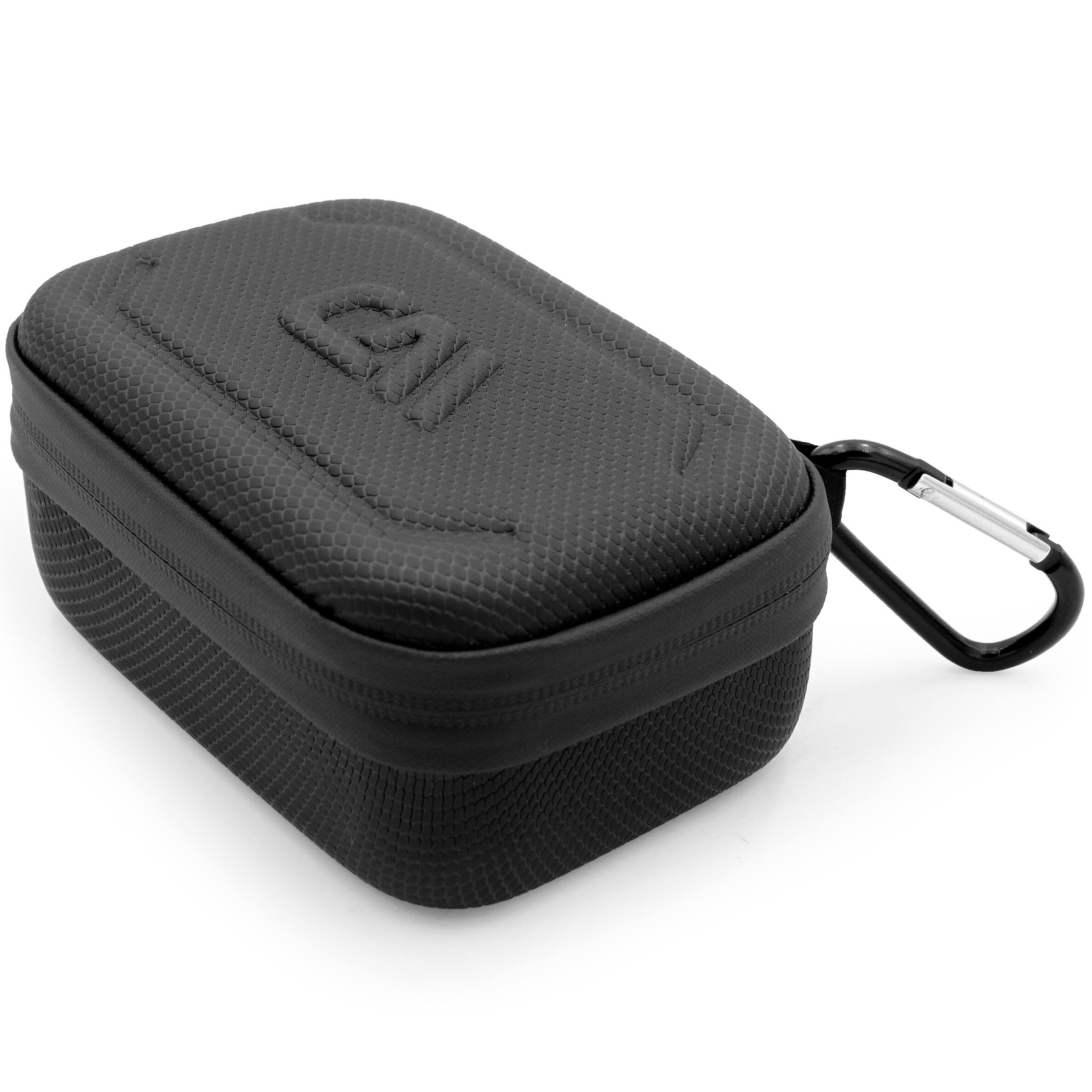 Angle. CASEMATIX - Travel Case Fits JBL Go 4 Portable Bluetooth Speaker – Compact EVA Protective Carry Case w/ Zippered Pocket & Strap.