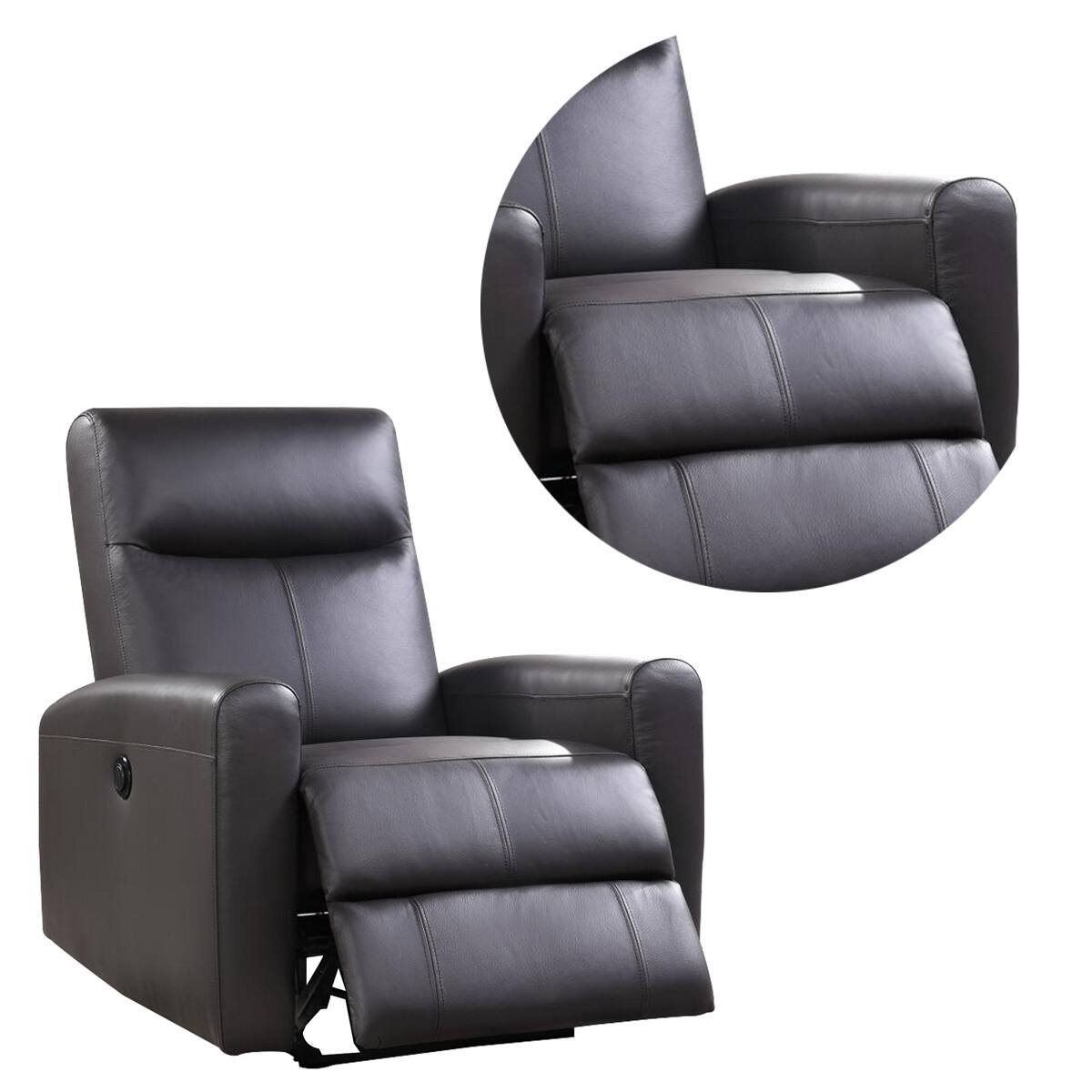 Back. Manhattan Lane - Leatherette Power Recliner with Tufted Back - Brown.