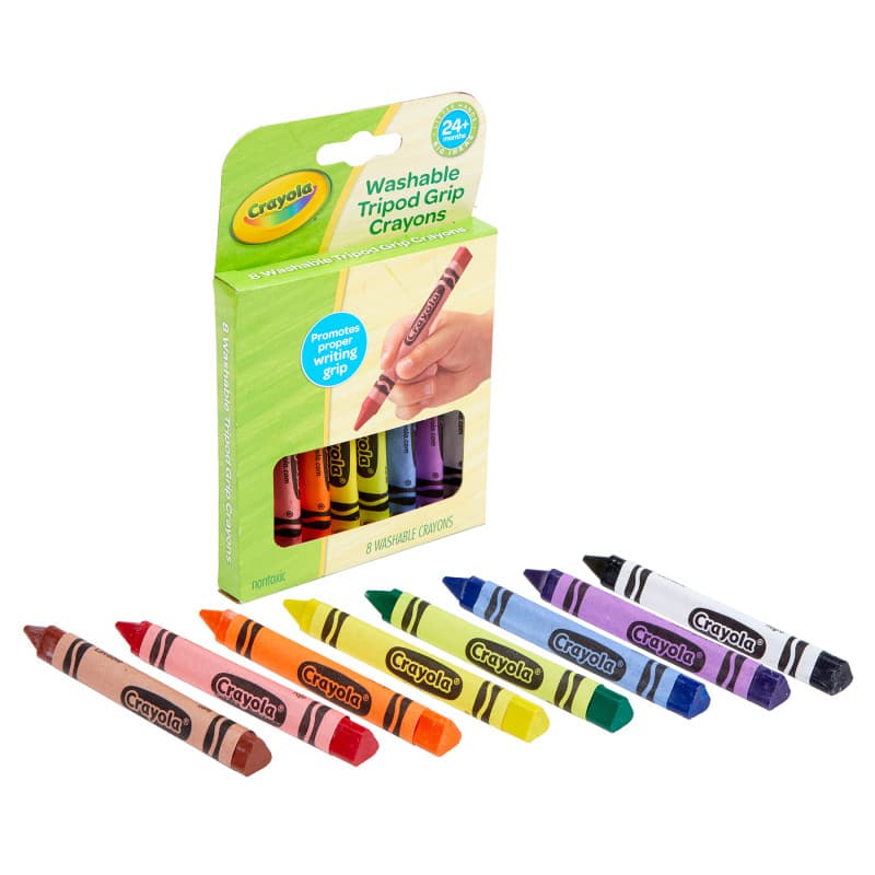 Crayola - Washable Tripod Grip Crayons, 8 Count
