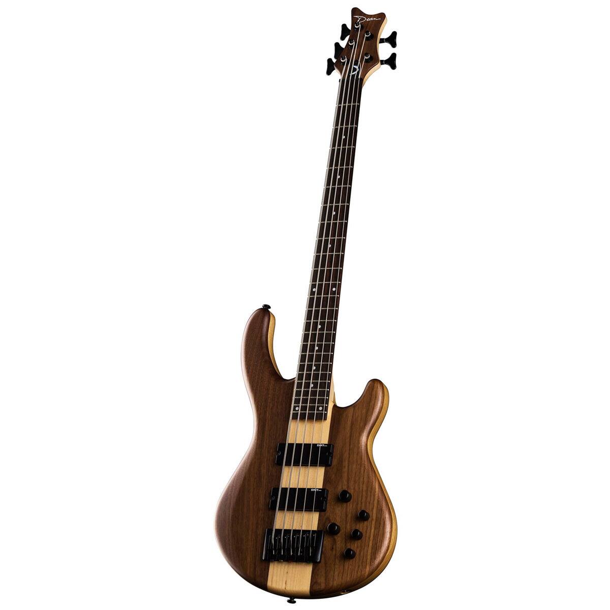 Alt View 2. Dean Guitars - Dean Guitars Edge Pro 5-String Electric Bass Guitar, Ebony Fretboard, Walnut Satin Natural.