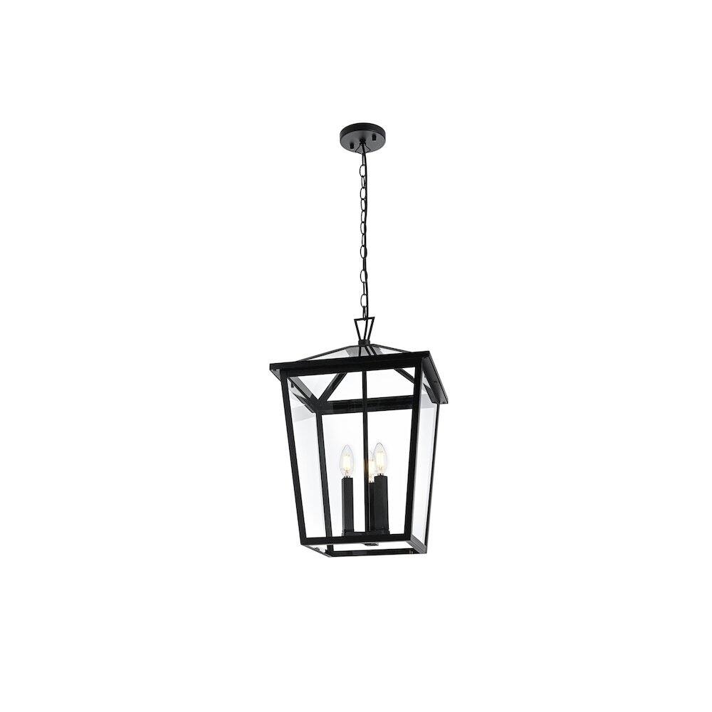 Angle. Elegant Lighting - Oxford 7 inch Outdoor Pendant in Black - Black.