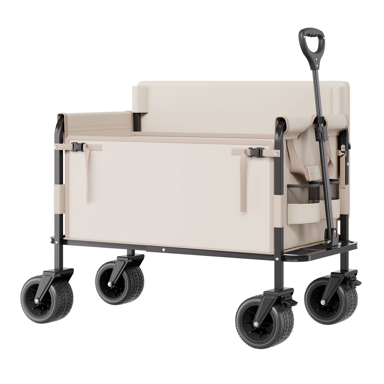 Angle. Loheer - Loheer Collapsible Folding Wagon 550lb Load 220L 2 in 1 Utility Cart Converts to Bench for Camping Gardening Groceries.