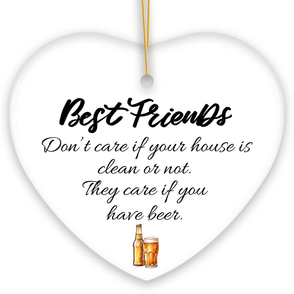 OrnamentallyYou - Best Friends Just Want Your Wine or Beer Ornament Funny Friendship Christmas Gift Heart Version 1 - Multi-colored