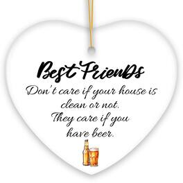 OrnamentallyYou - Best Friends Just Want Your Wine or Beer Ornament Funny Friendship Christmas Gift Heart Version 1 - Multi-colored
